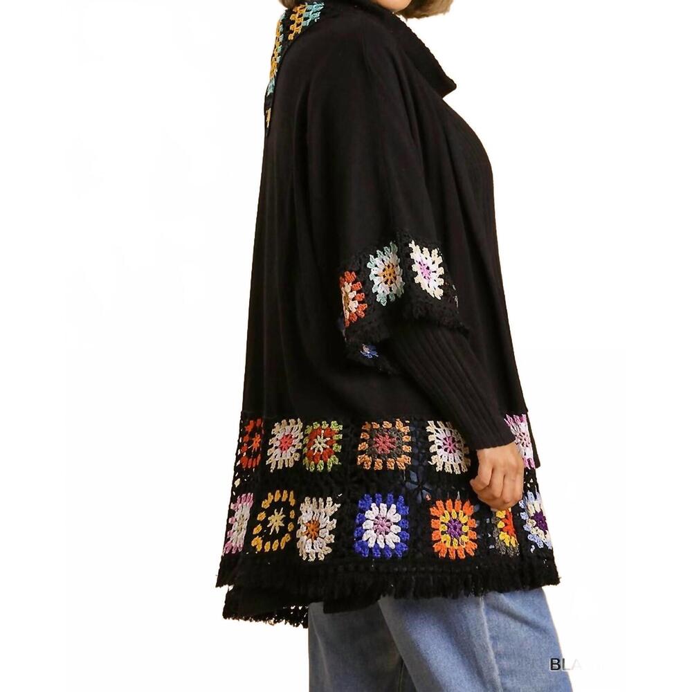 NEW UMGEE crochet patchwork squares kimono in black - Picture 5 of 9